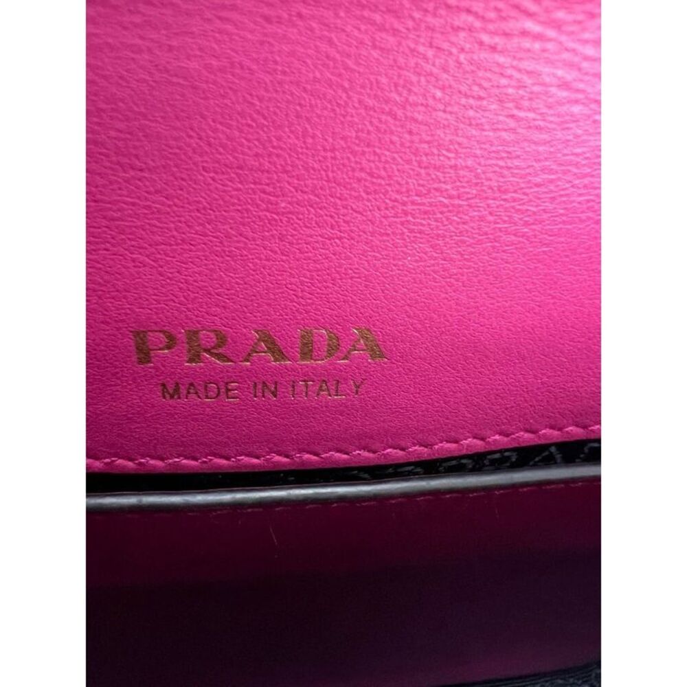 Prada City Calf Cahier Pink Black Leather Crossbody Bag - Picture 4 of 6